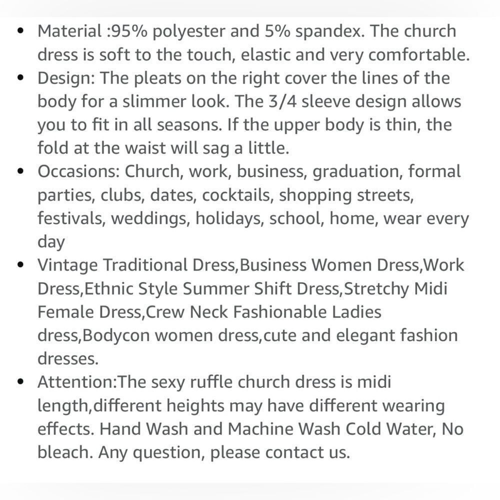 Women 3/4 Sleeve Bodycon Ruffle Vintage Work Midi Pencil Dress xl Like new - Picture 6 of 12